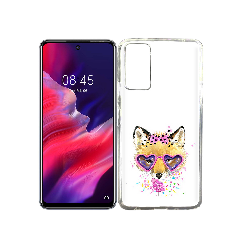 

Чехол MyPads Tocco для Tecno Pova 2 лисенок с бантиком, Прозрачный, Tocco