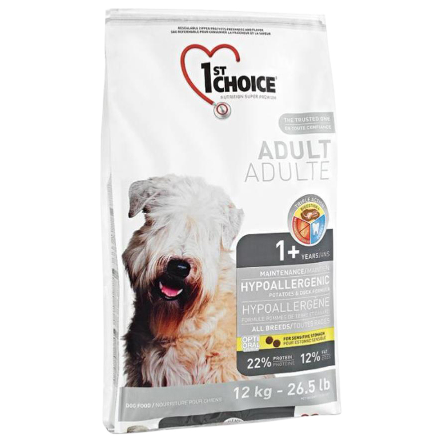 

Сухой корм для собак 1st choice Adult Hypoallergenic, гипоаллергенный, утка, 12кг, ADULT HYPOALLERGENIC