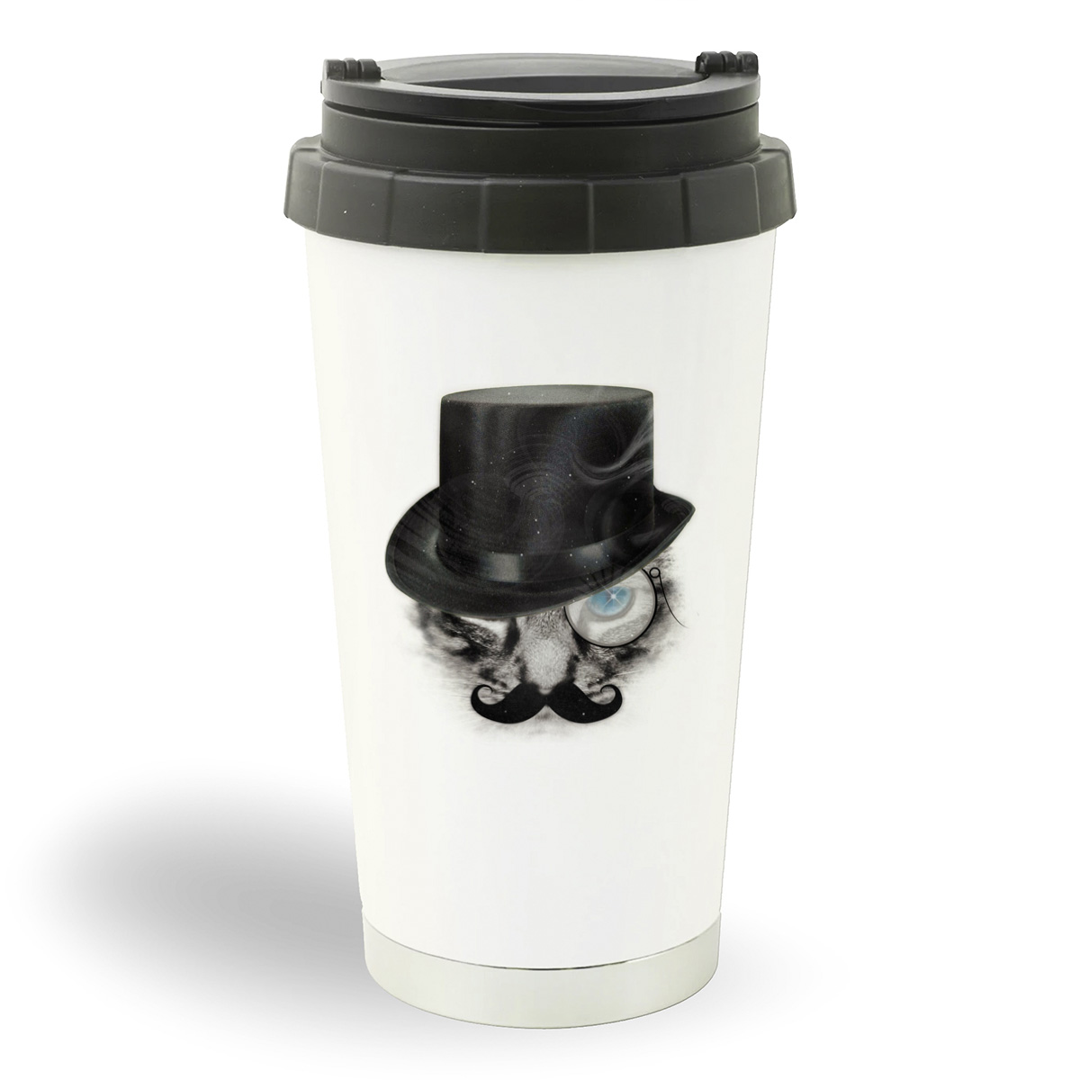 

Термостакан белый CoolPodarok Кот Монокль Шляпа