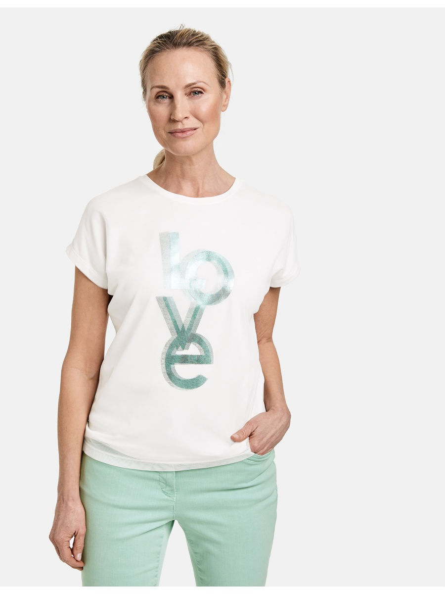 

Футболка женская Gerry Weber 570258-35058-9122 белая 44, 570258-35058-9122