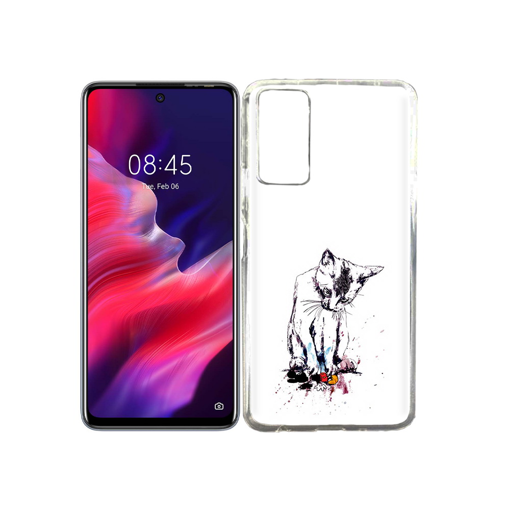 

Чехол MyPads Tocco для Tecno Pova 2 кот и микки, Прозрачный, Tocco
