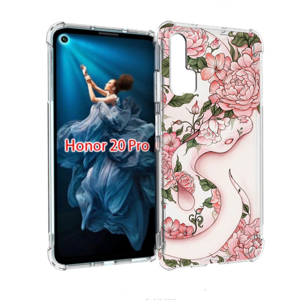 

Чехол бампер MyPads змея-в-розовых-цветах женский для Honor 20 P, Прозрачный, Tocco