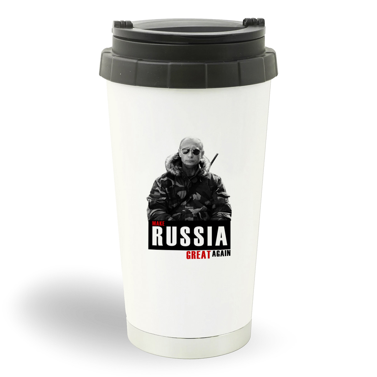

Термостакан белый CoolPodarok Прикол.Путин make Russia great again