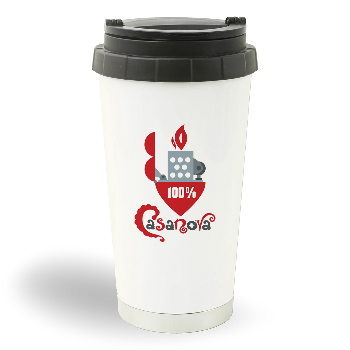 

Термостакан белый CoolPodarok Прикол. Зажигалка Casanova