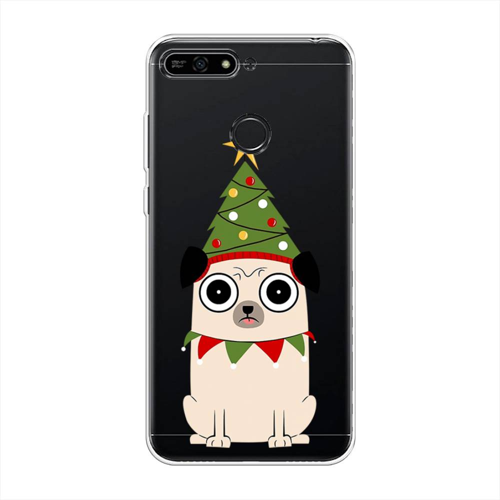 

Чехол на Honor 7A Pro "Собачка с ёлочкой", Бежевый;красный;зеленый, 65450-1