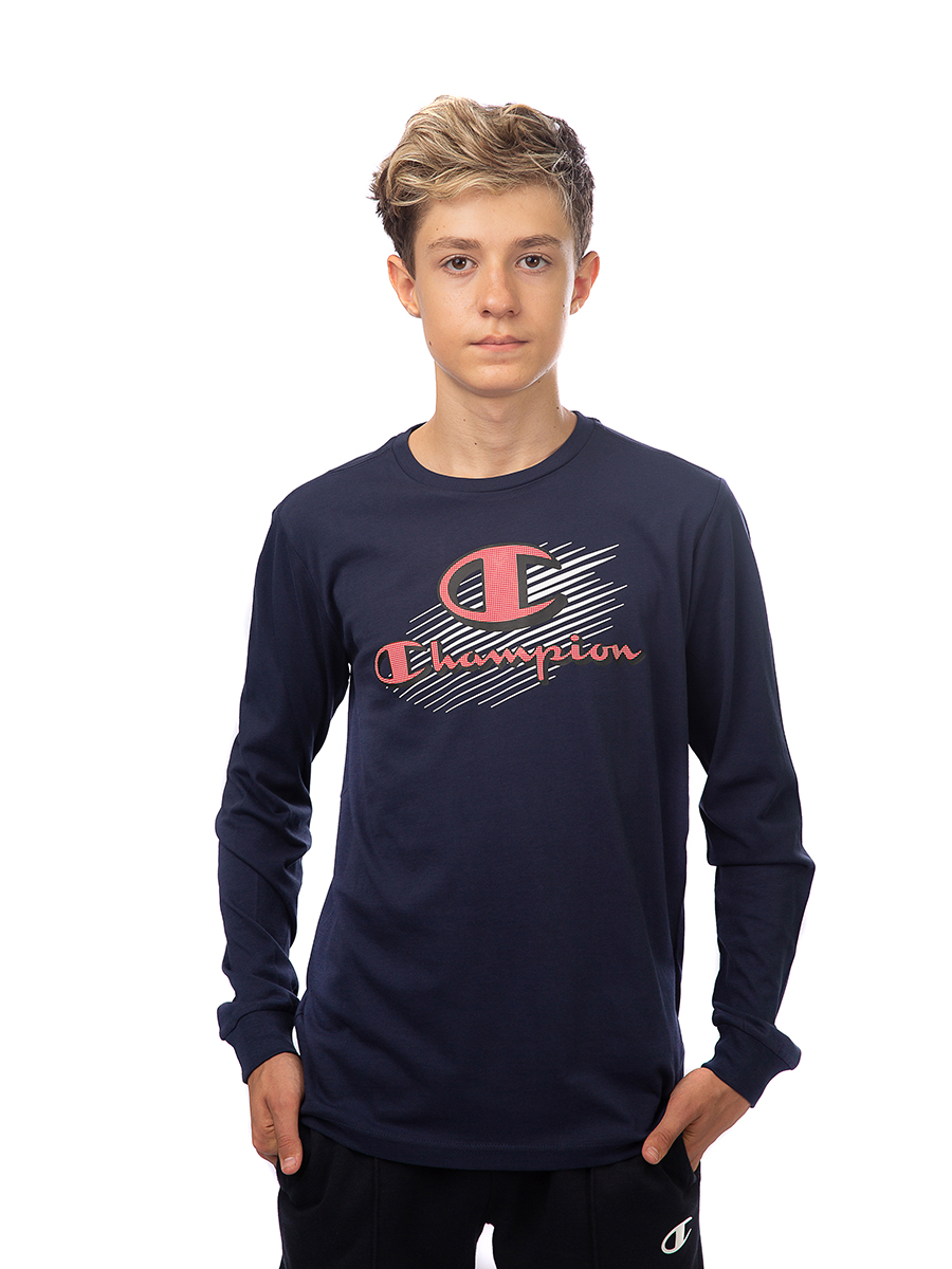 

Футболка детская Champion Long Sleeve Crewneck T-Shirt, синий, 152, Long Sleeve Crewneck T-Shirt