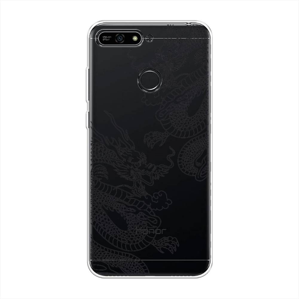 

Чехол на Honor 7A Pro "Два китайских дракона", Серый;черный, 65450-1