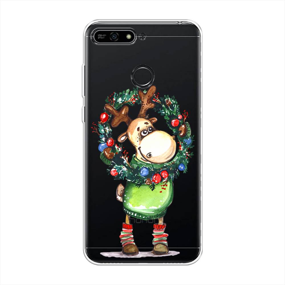 

Чехол на Honor 7A Pro "Олень с новогодним венком", 65450-4