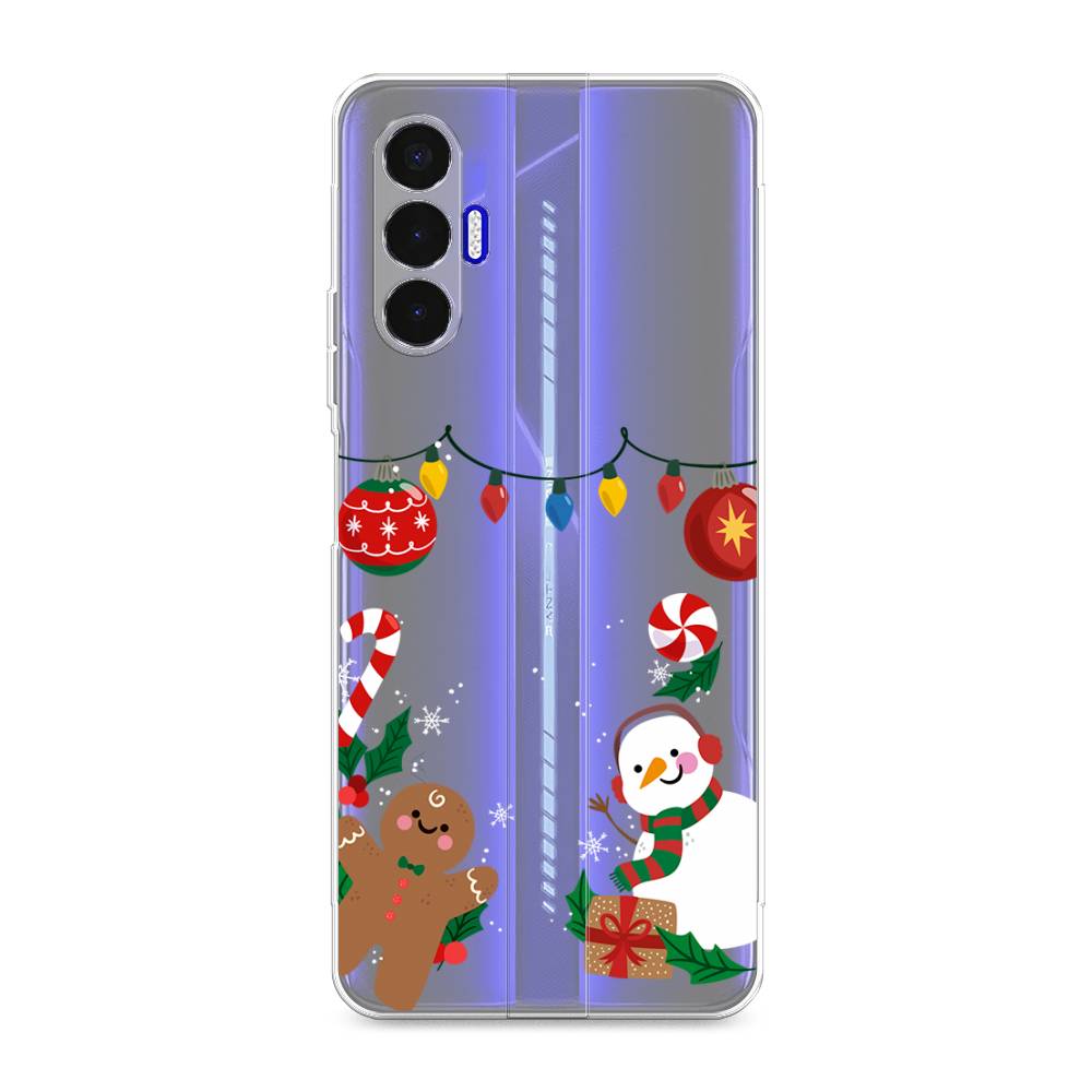 

Чехол для Tecno Pova 3 "Новогоднее настроение", Коричневый;красный;зеленый, 301550-5