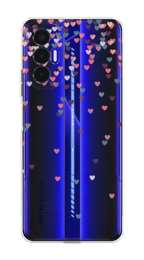

Чехол на Tecno Pova 3 "Посыпка сердечки", Розовый;фиолетовый, 301550-3
