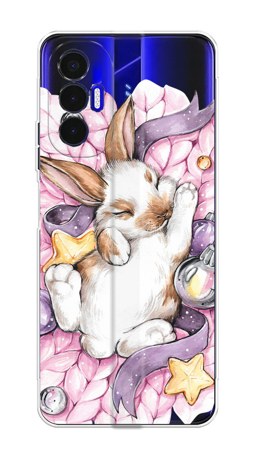 

Чехол на Tecno Pova 3 "Кролик спит", Розовый;белый, 301550-5