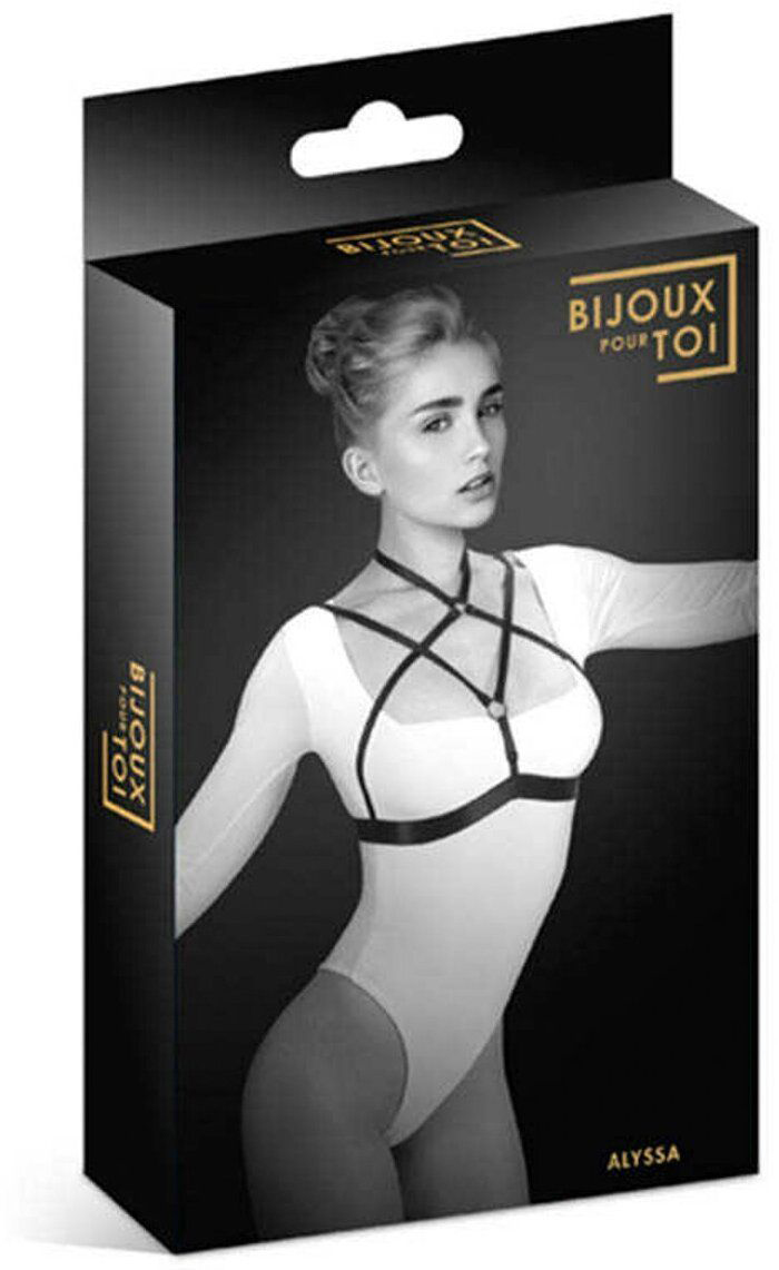 

Черная упряжь на грудь Alyssa Bijoux, Черный, 150367-SM