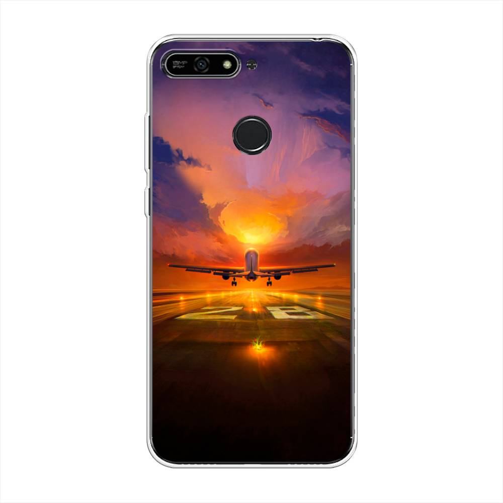 

Чехол на Honor 7A Pro "Самолет на посадке", Оранжевый;синий, 65450-6