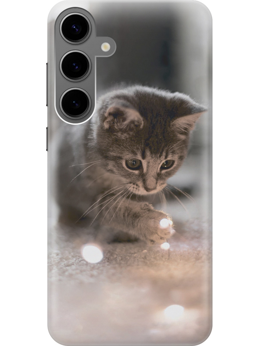 

Силиконовый чехол на Samsung Galaxy S24+ с рисунком "Котенок и свет", Белый;коричневый;серый, 20011905