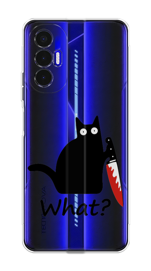 

Чехол на Tecno Pova 3 "Котик с ножом", Черный;красный, 301550-6