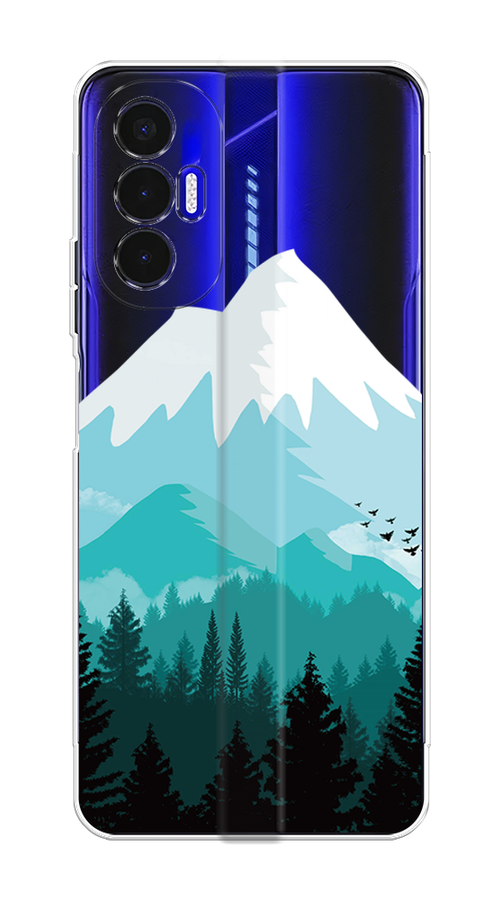 

Чехол на Tecno Pova 3 "Синяя снежная гора", Белый;голубой, 301550-2