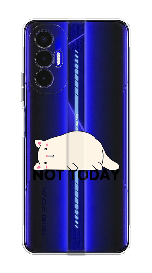 

Чехол на Tecno Pova 3 "Cat not today", Белый;розовый;черный, 301550-1