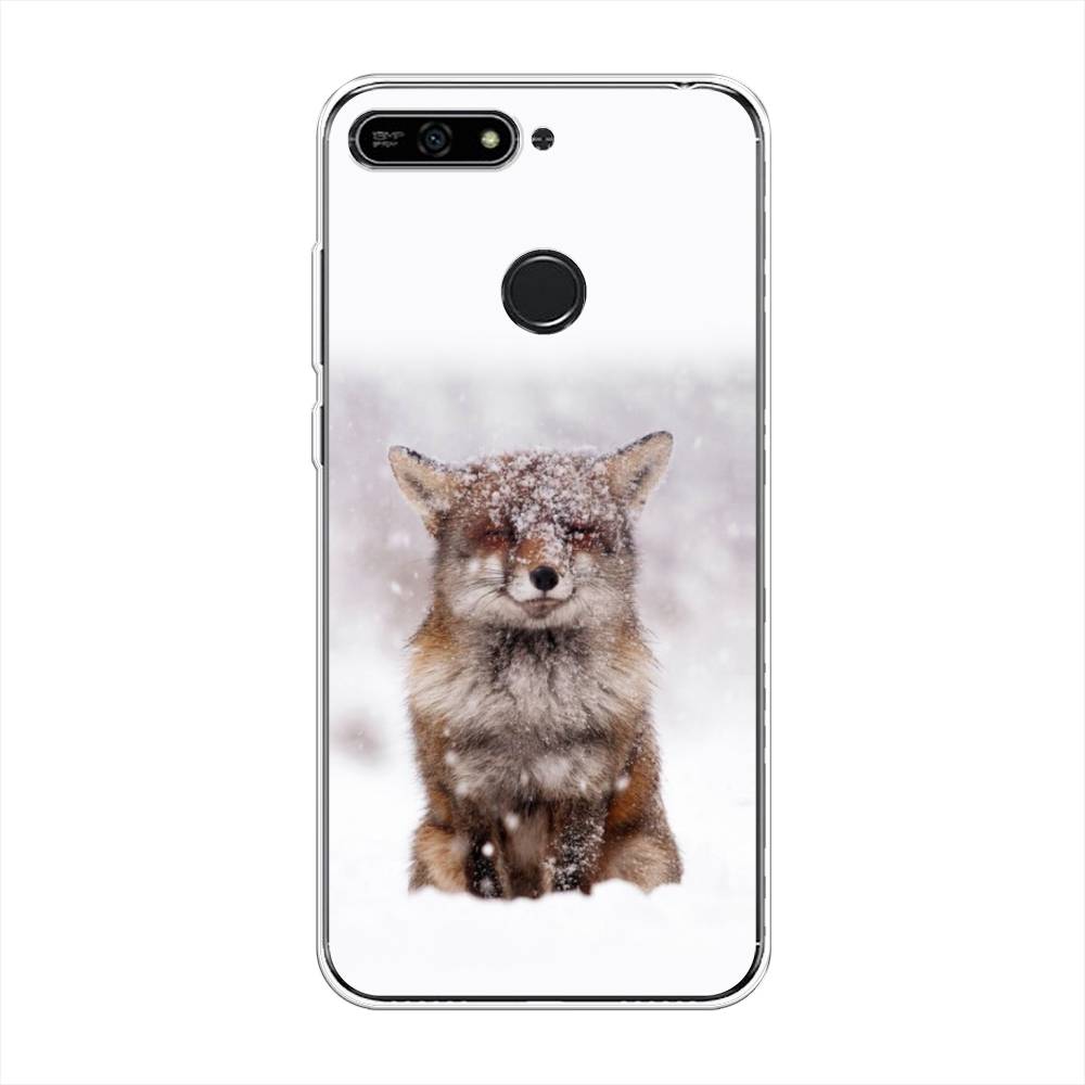 

Чехол на Honor 7A Pro "Зимняя лиса", Белый;серый;коричневый, 65450-1