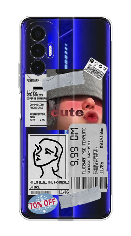 

Чехол на Tecno Pova 3 "Cute girl collage", Розовый;серый;голубой, 301550-6