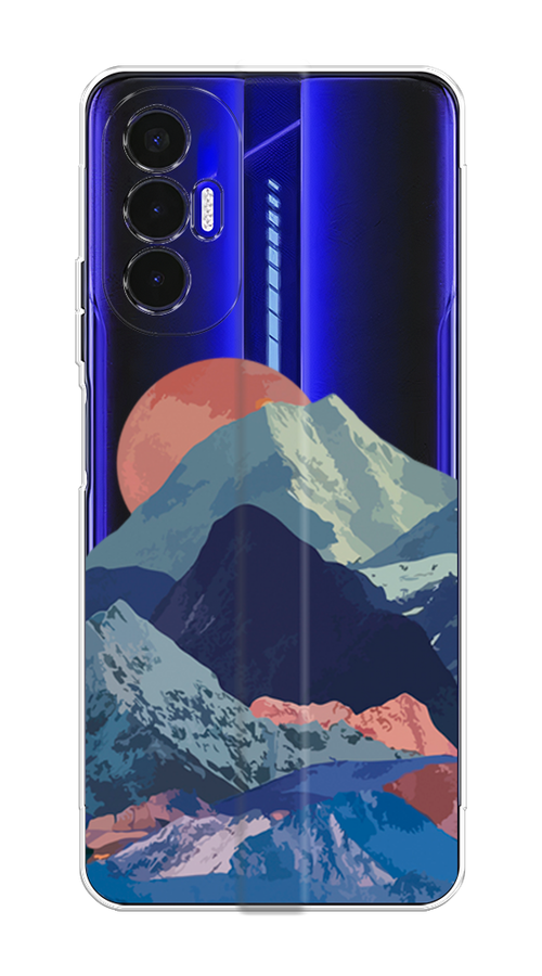 

Чехол на Tecno Pova 3 "Закат в снежных горах", Красный;серый;голубой, 301550-2