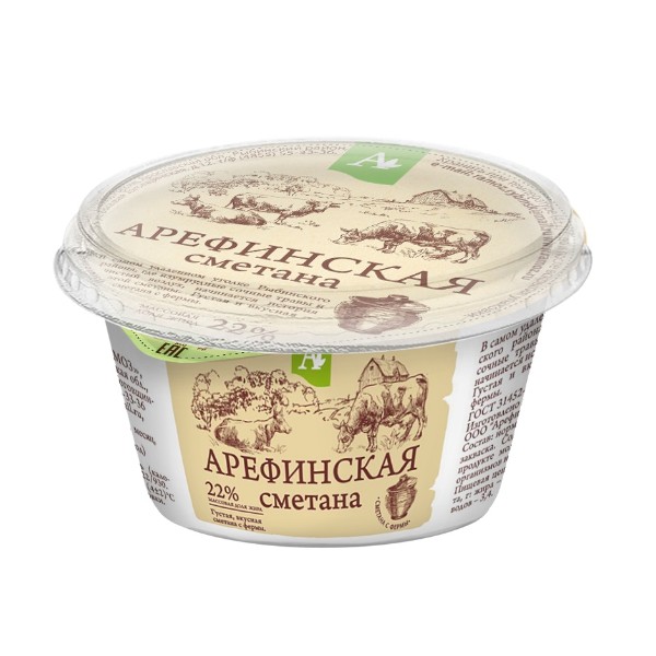 

Сметана Арефинская 22% 180 г