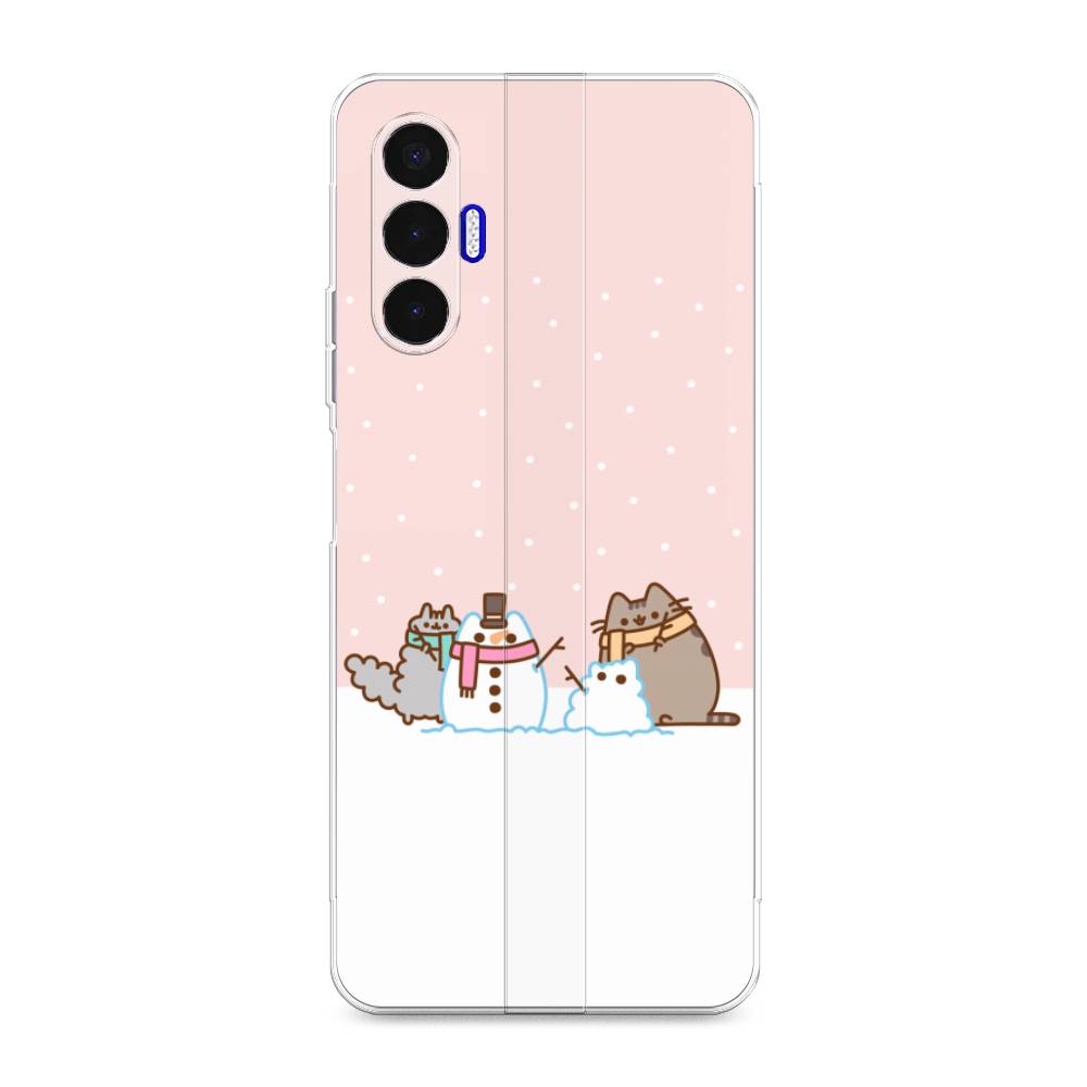 

Чехол для Tecno Pova 3 "Котики в снегу", Розовый;белый;серый, 301550-5