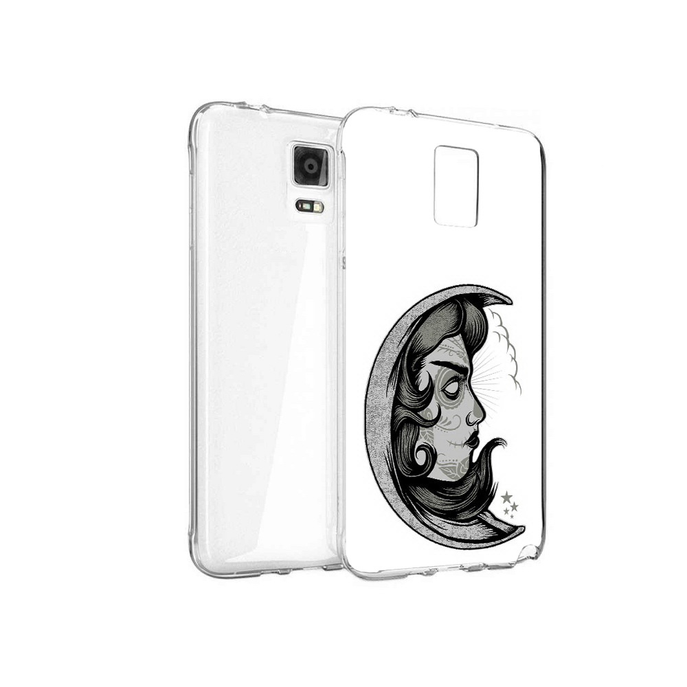 

Чехол MyPads Tocco для Samsung Galaxy Note 4 черно белая луна с лицом, Прозрачный, Tocco
