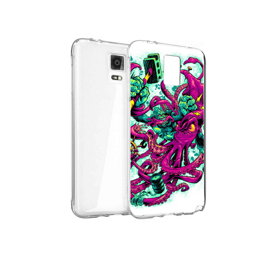 

Чехол MyPads Tocco для Samsung Galaxy Note 4 фиолетовый кракен, Прозрачный, Tocco