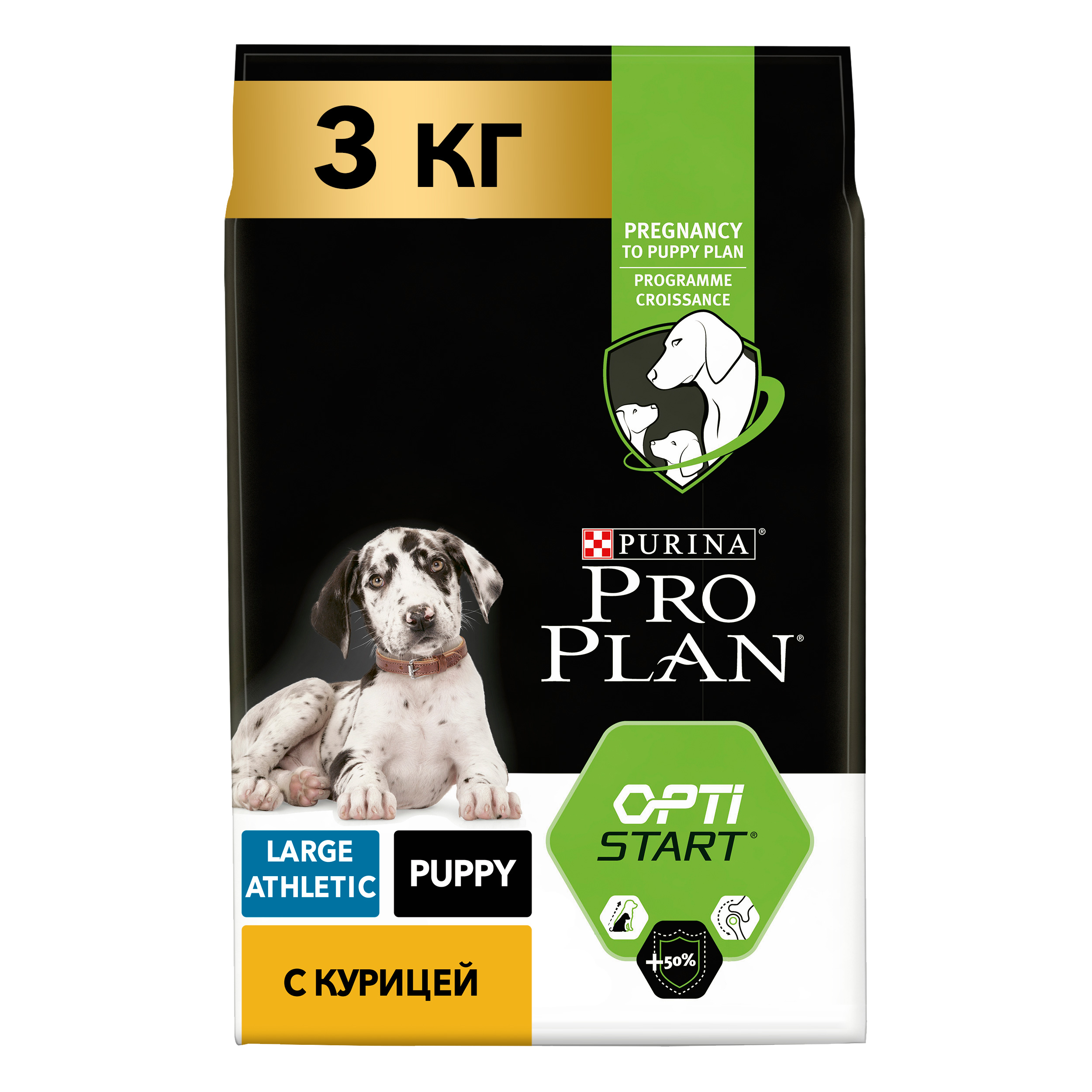 

Сухой корм для щенков PRO PLAN для крупных пород с атлетическим телосложением курица, 3 кг, OptiStart Large Athletic Puppy