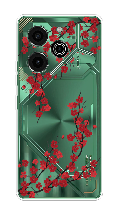 

Чехол на Tecno Pova 6 Pro 5G "Красная сакура", Красный;черный, 305250-1