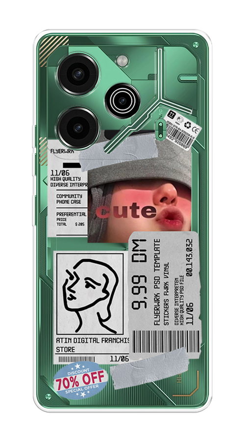 

Чехол на Tecno Pova 6 Pro 5G "Cute girl collage", Розовый;серый;голубой, 305250-1