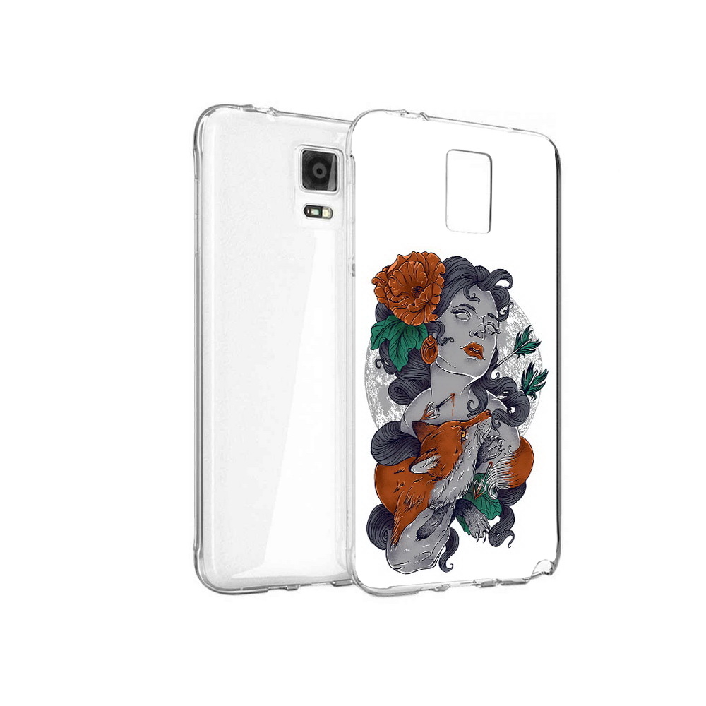 

Чехол MyPads Tocco для Samsung Galaxy Note 4 темная девушка с лисой, Прозрачный, Tocco