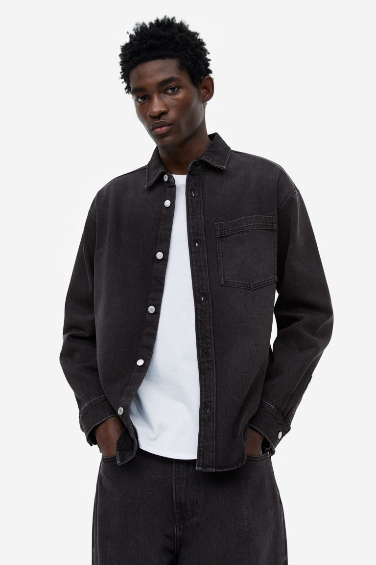 

Рубашка мужская H&M 1130142002 черная XL (доставка из-за рубежа), 1130142002
