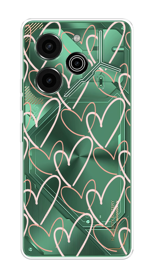 

Чехол на Tecno Pova 6 Pro 5G "Узор из сердечек", Розовый;бежевый, 305250-1