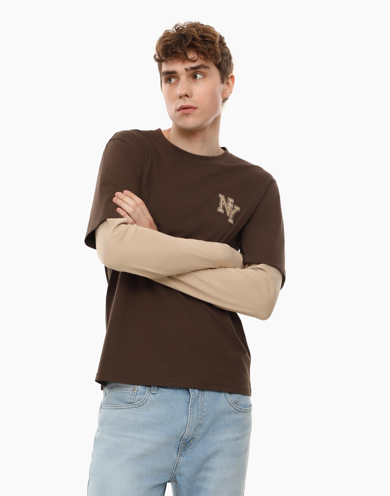 

Лонгслив мужской Gloria Jeans BKT013347 коричневый S (44-46), BKT013347