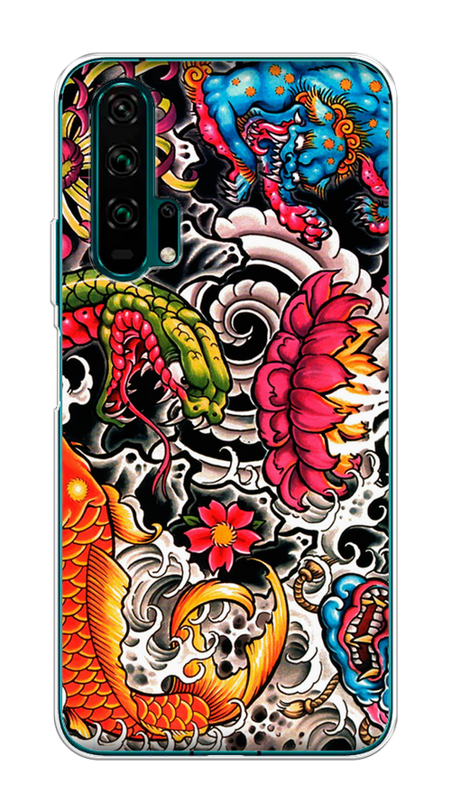 

Чехол на Honor 20 Pro "Японское искусство", Красный;оранжевый;голубой, 69350-4