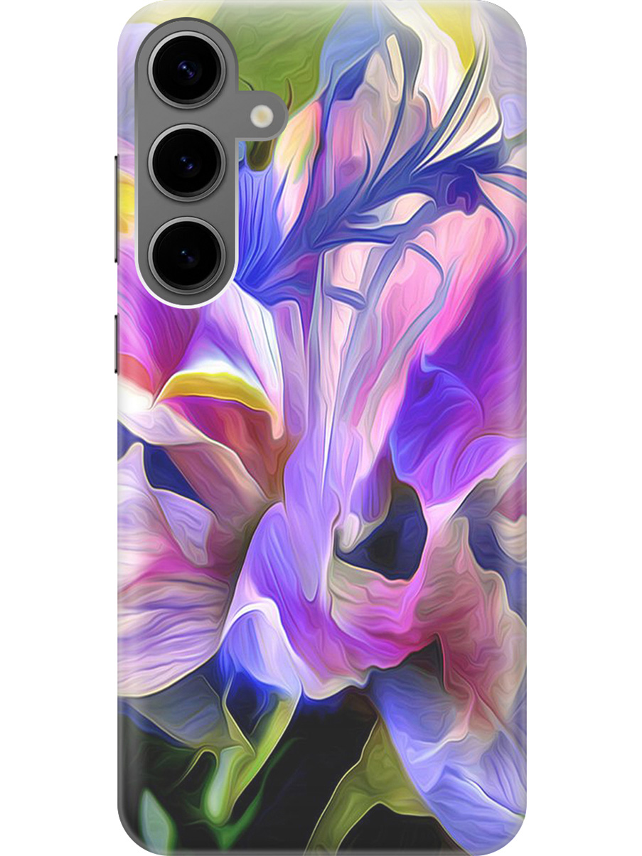 

Силиконовый чехол на Samsung Galaxy S24+ с рисунком "Цветочная абстракция", Зеленый;синий;фиолетовый, 20011905