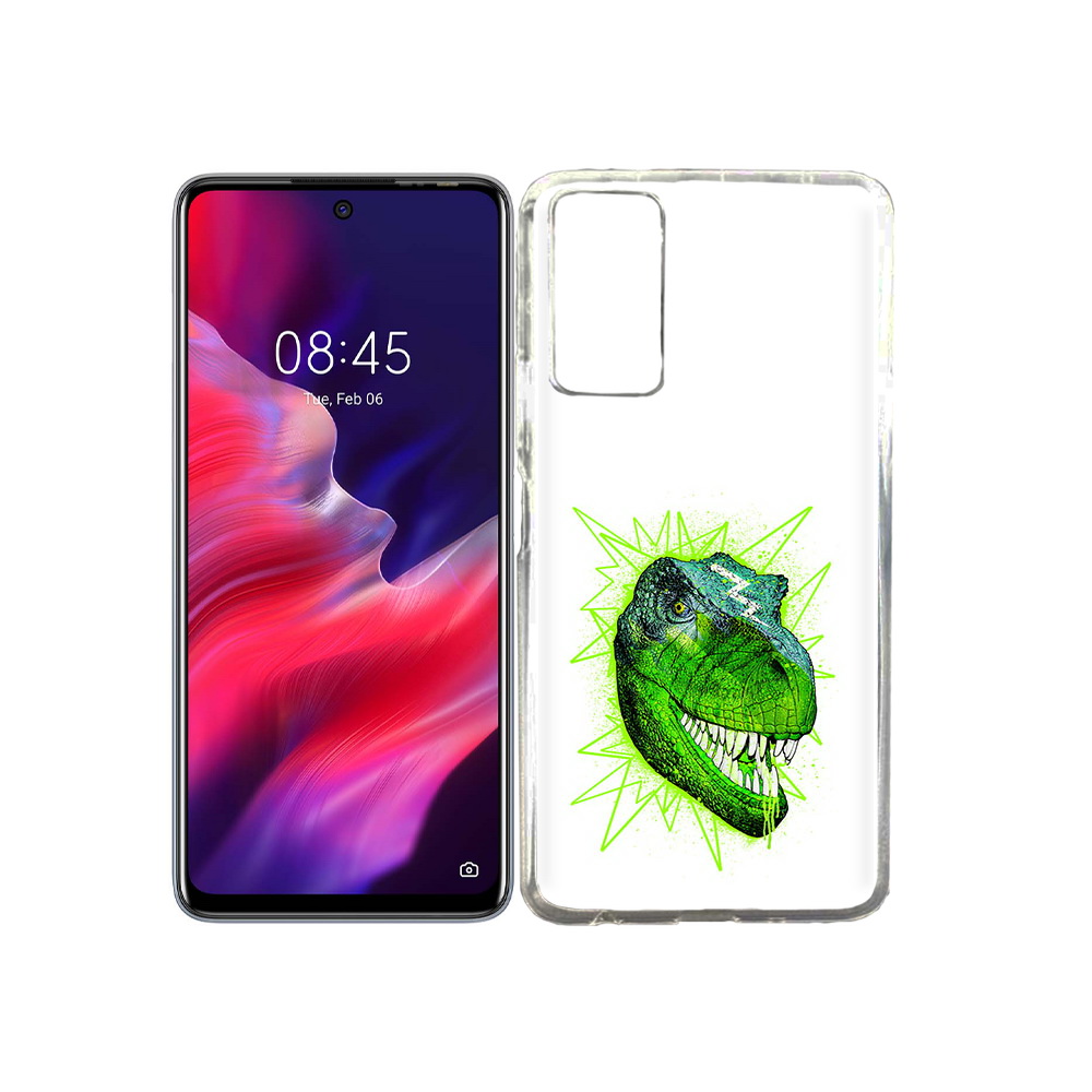 

Чехол MyPads Tocco для Tecno Pova 2 зеленый динозавр, Прозрачный, Tocco