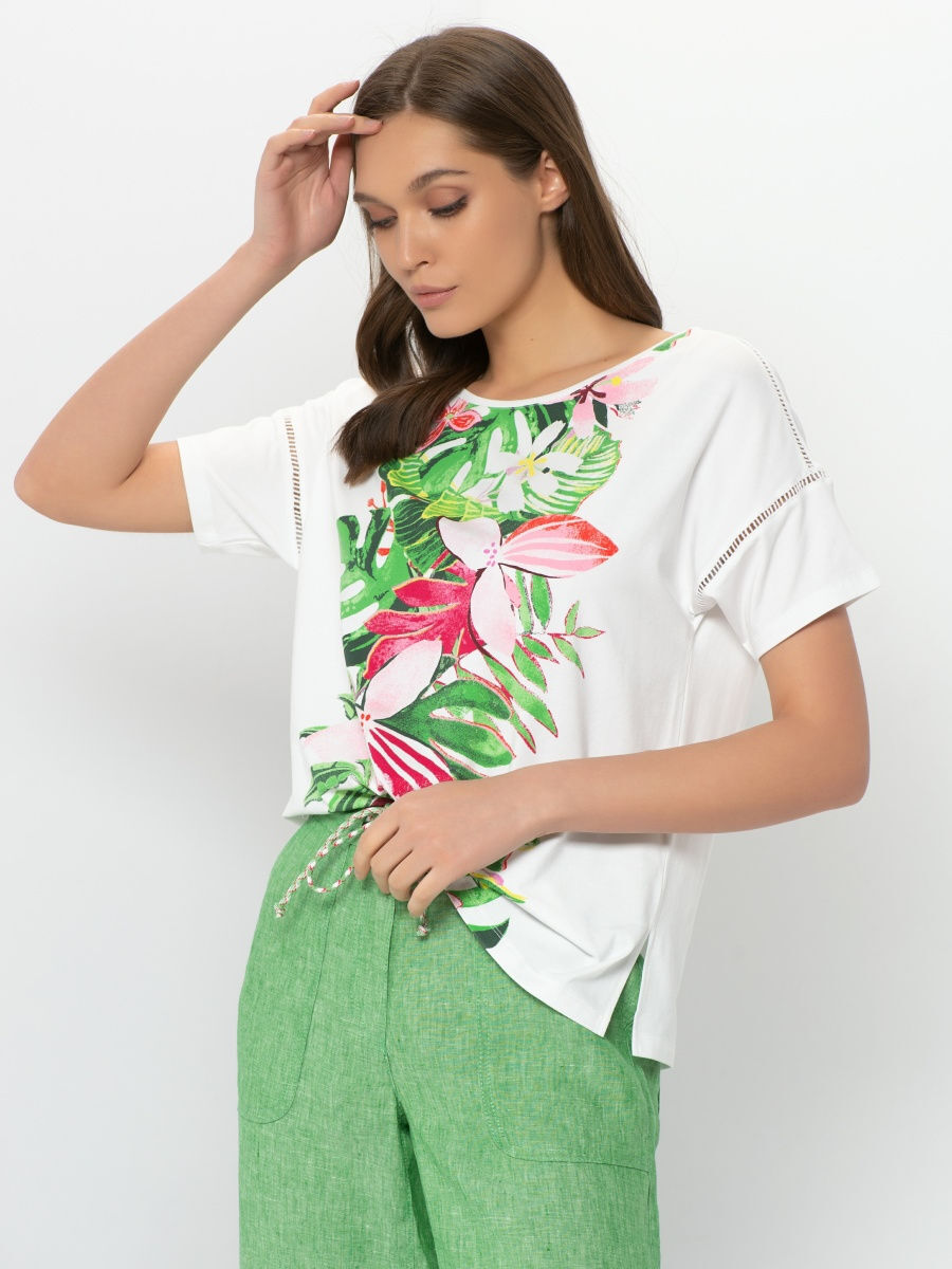 

Футболка женская Gerry Weber 470090-44041-99600 белая 42, 470090-44041-99600