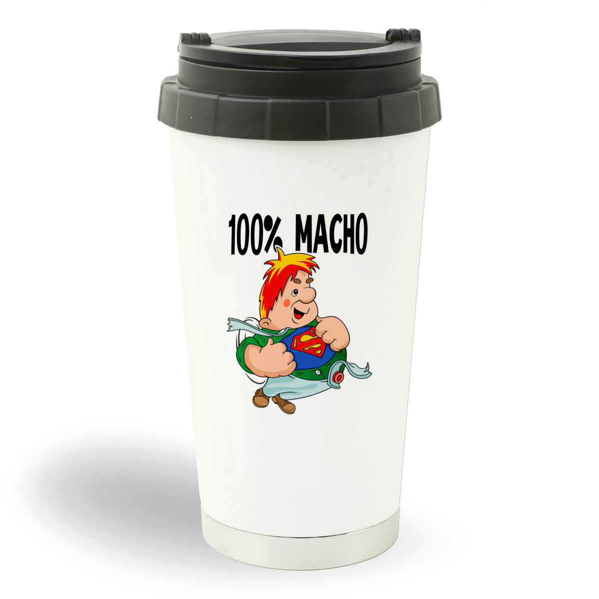 

Термостакан белый CoolPodarok Прикол. 100% мачо