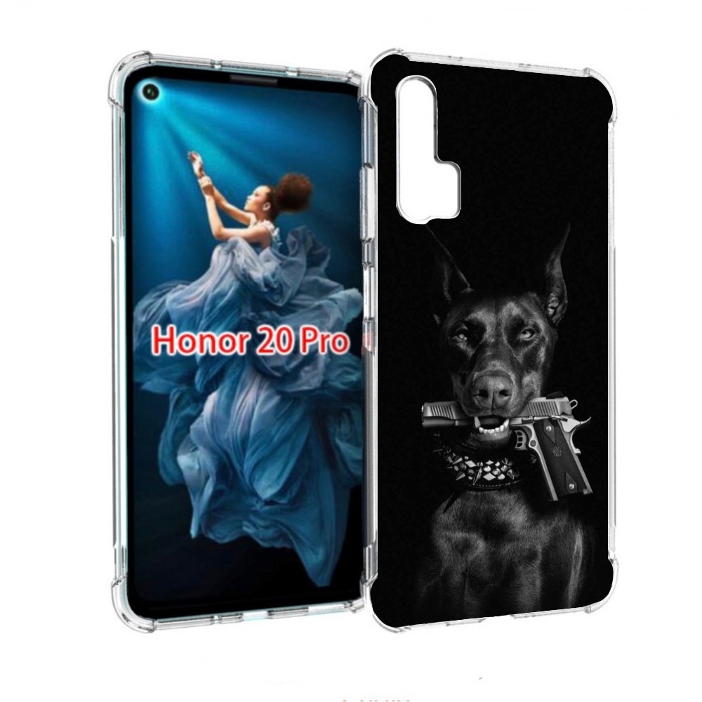 

Чехол бампер MyPads доберман мужской для Honor 20 Pro противоуда, Прозрачный, Tocco