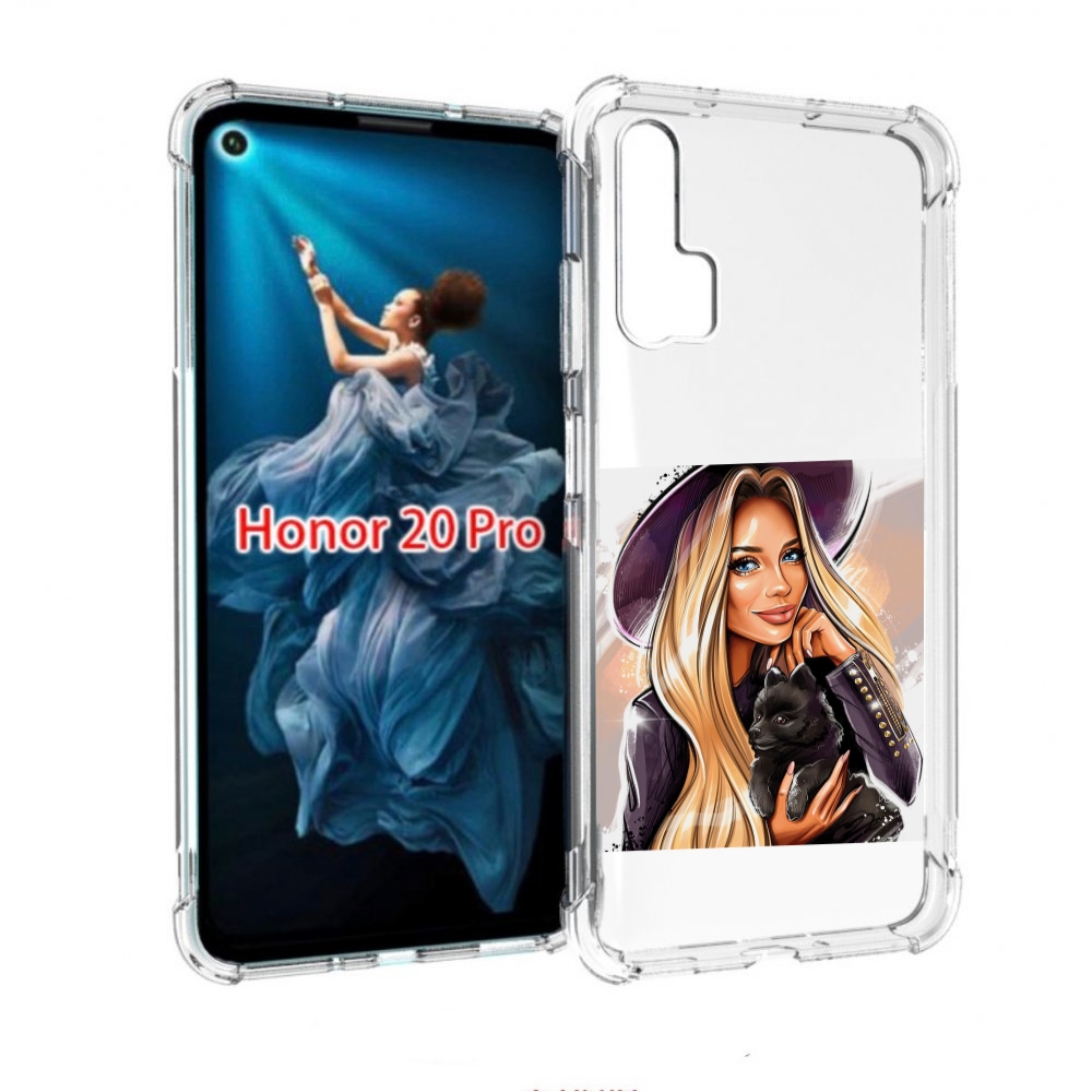 

Чехол бампер MyPads девушка-с-черным-щенком женский для Honor 20, Прозрачный, Tocco