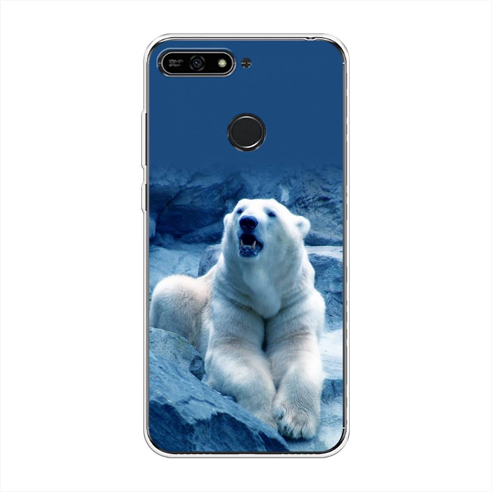 

Чехол на Honor 7A Pro "Белый медведь", Голубой;белый, 65450-1