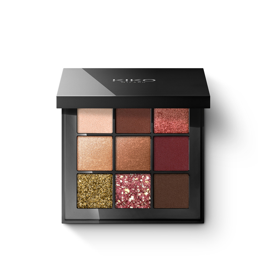 

Тени Kiko Milano Glamour multi finish eyeshadow palette 03 Burgundy Notes, GLAMOUR MULTI FINISH EYESHADOW PALETTE