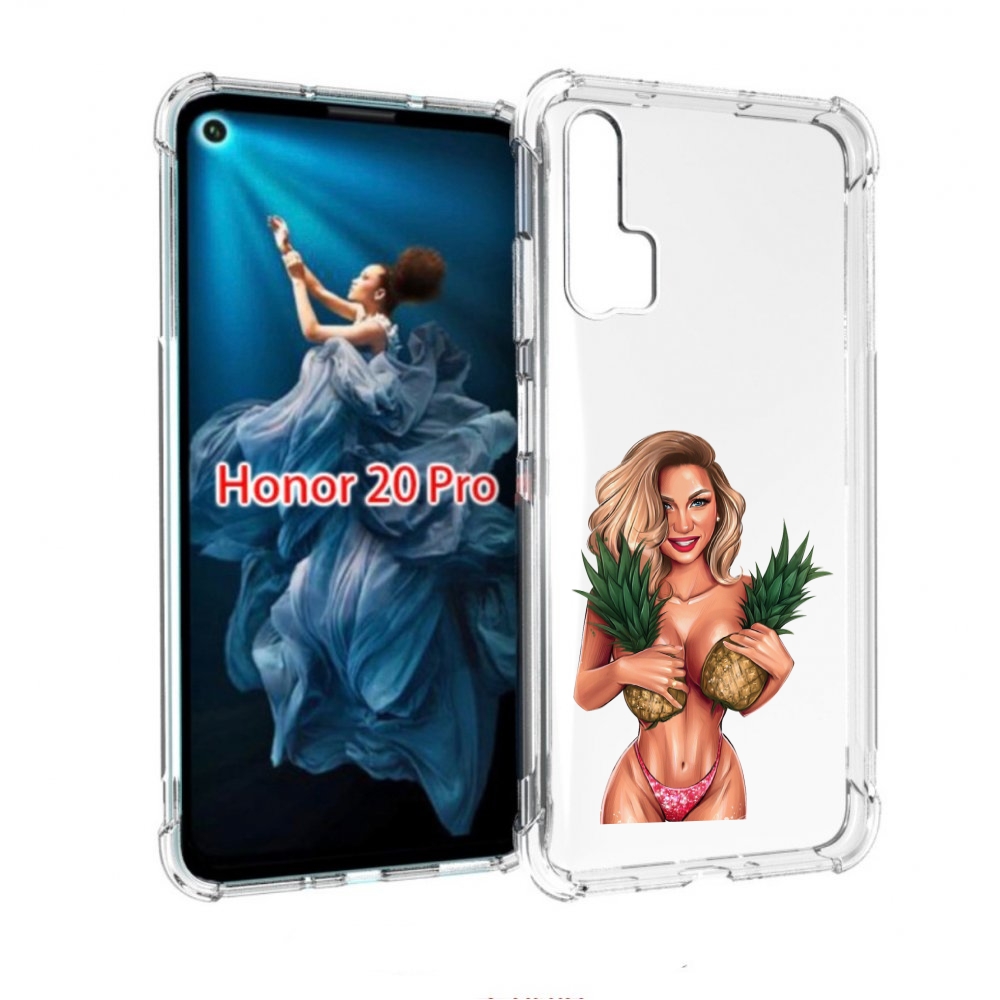 

Чехол бампер MyPads девушка-с-ананасами женский для Honor 20 Pro, Прозрачный, Tocco