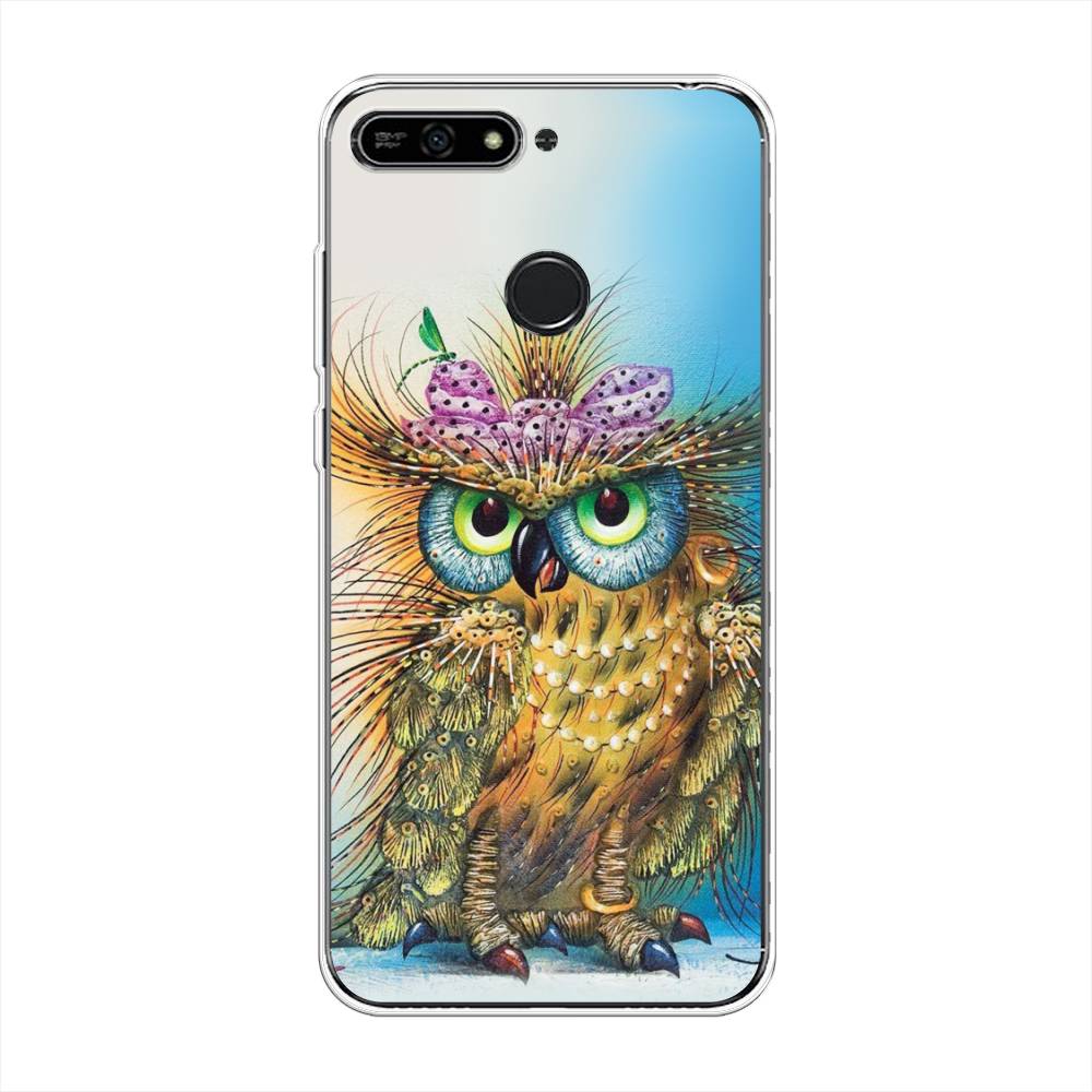 

Чехол на Honor 7A Pro "Модная сова", Коричневый;голубой, 65450-1