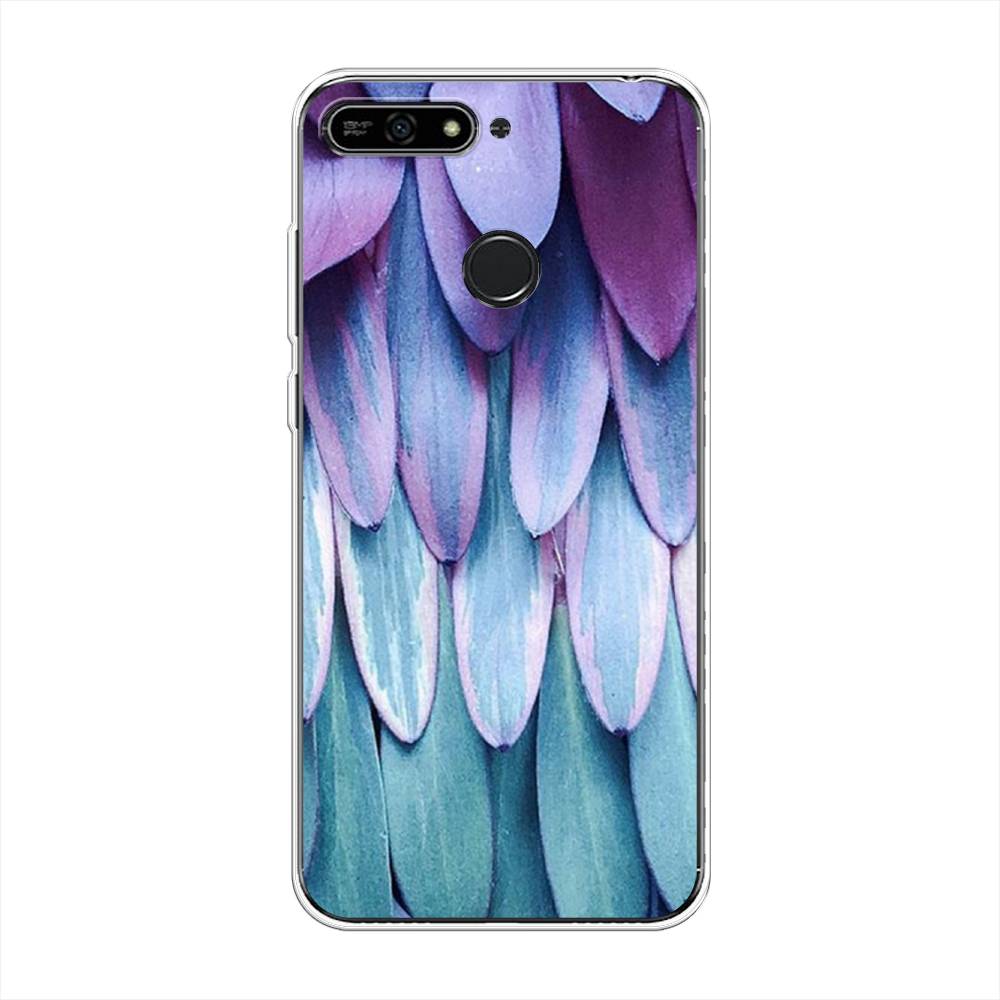 

Чехол на Honor 7A Pro "Синее перо", Фиолетовый;голубой, 65450-3