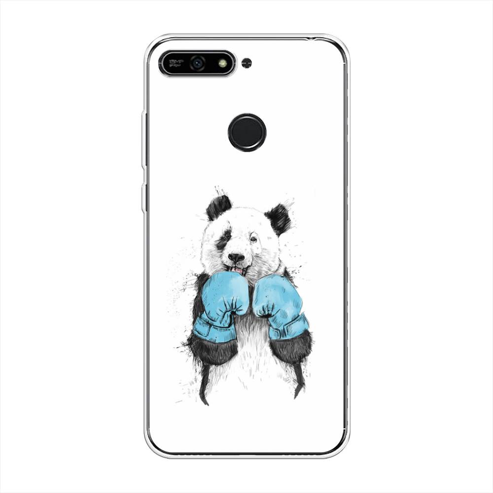 

Чехол на Honor 7A Pro "Панда боксер", Голубой;белый;серый, 65450-1