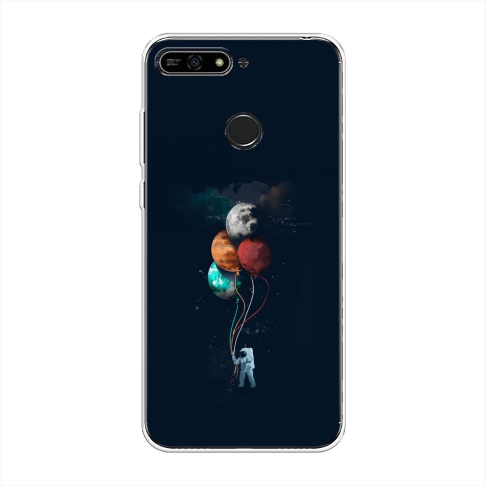

Чехол на Honor 7A Pro "Космонавт с шариками", Разноцветный, 65450-4
