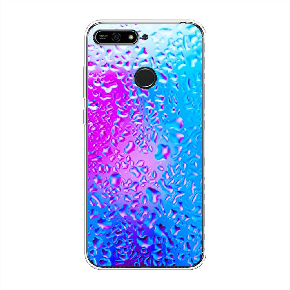 

Чехол на Honor 7A Pro "Капли на стекле", Голубой;розовый, 65450-3